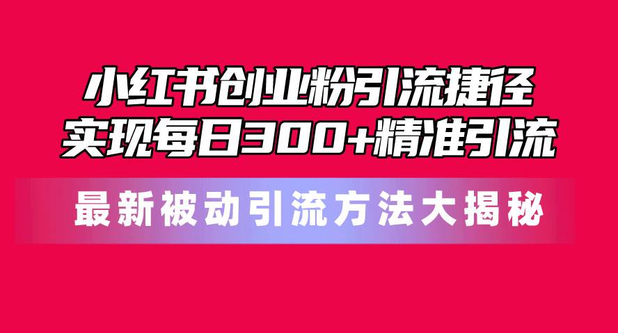 小红书创业粉引流捷径！最新被动引流方法大揭秘，实现每日300+精准引流-云峥科技网