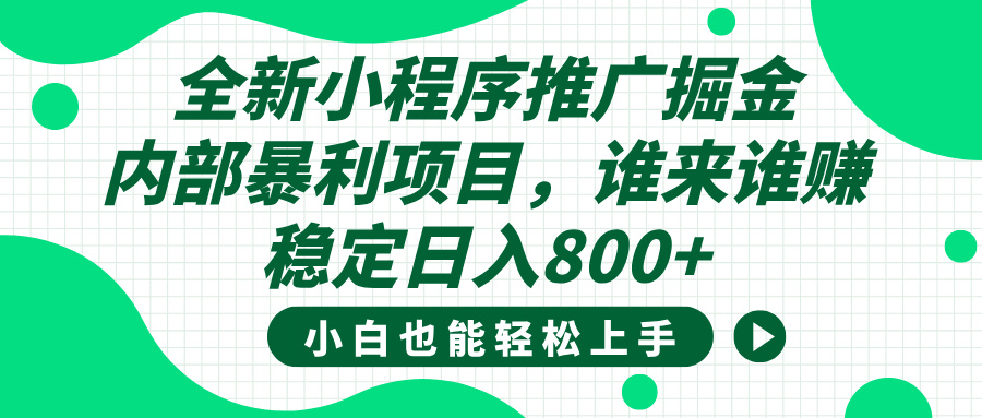 全新小程序推广掘金，内部暴利项目，小白轻松上手，稳定日入800+-云峥科技网