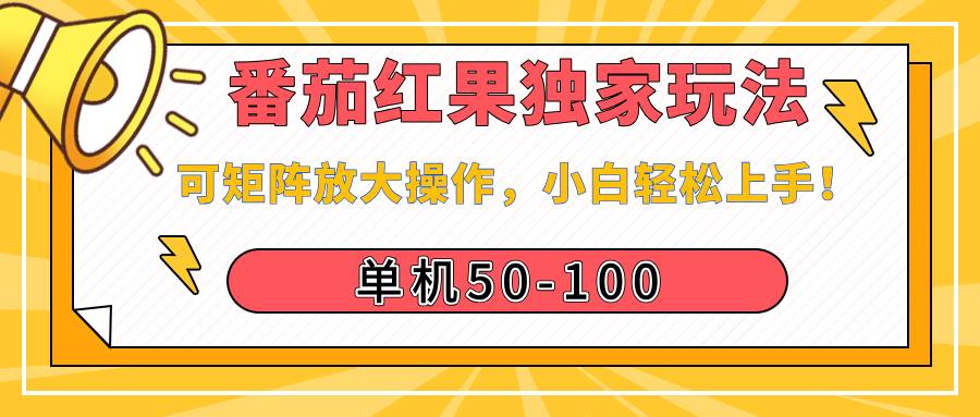 番茄红果独家玩法，单机50-100，可矩阵放大操作，小白轻松上手！-云峥科技网