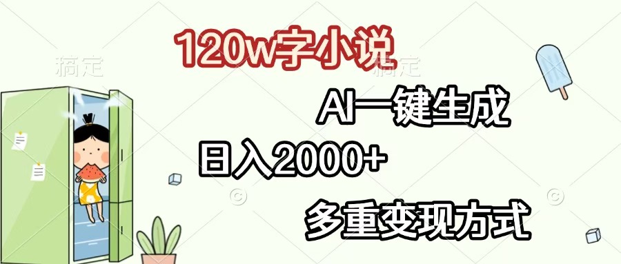 120w字小说，AI一键生成，日入2000+，多重变现方式-云峥科技网