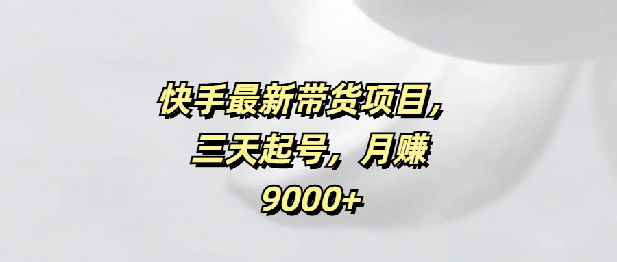 快手最新带货项目，三天起号，月赚9000+-云峥科技网