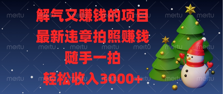 解气又赚钱的项目，最新违章拍照赚钱，随手一拍，轻松收入3000+-云峥科技网