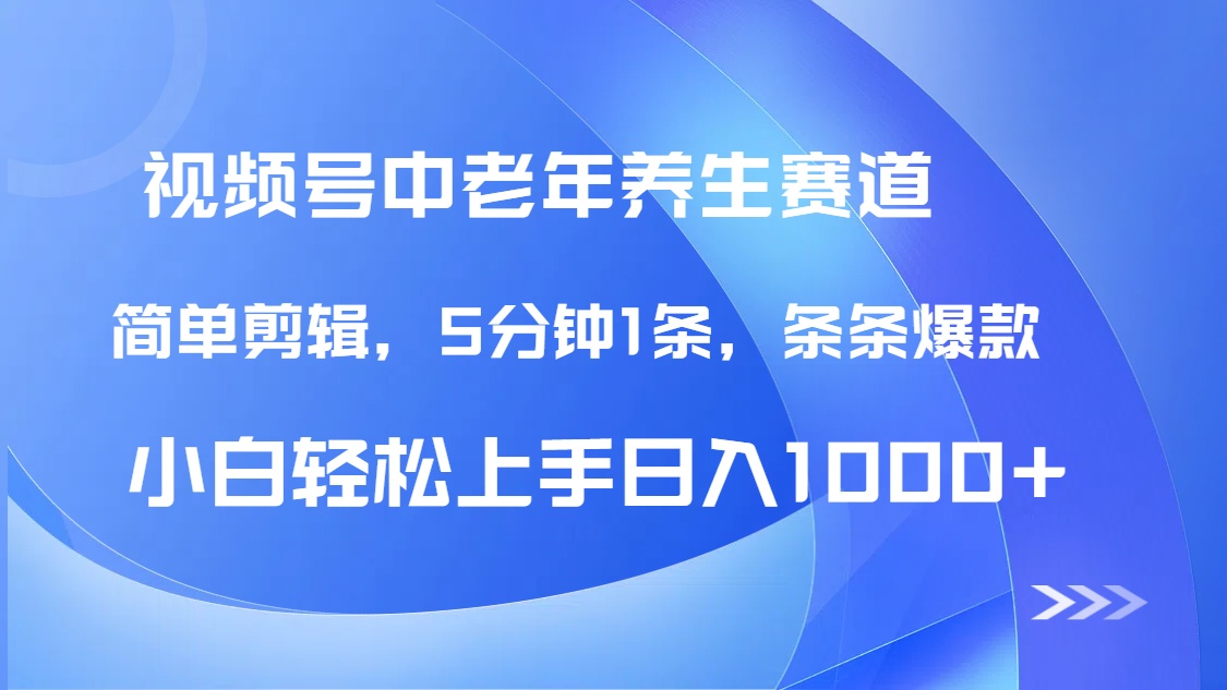 DeepSeek+既梦做视频号中老年养生赛道，条条爆款5分钟1条，轻松日入1000+-云峥科技网
