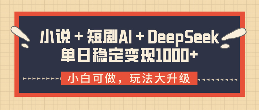 小说＋短剧AI＋DeepSeek结合变现，单日稳定变现1000+-云峥科技网