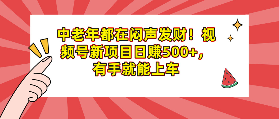中老年都在闷声发财！视频号新项目日赚500+，有手就能上车-云峥科技网