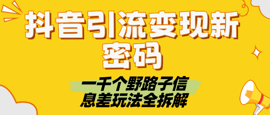 抖音引流变现新密码！一千个野路子信息差玩法全拆解-云峥科技网