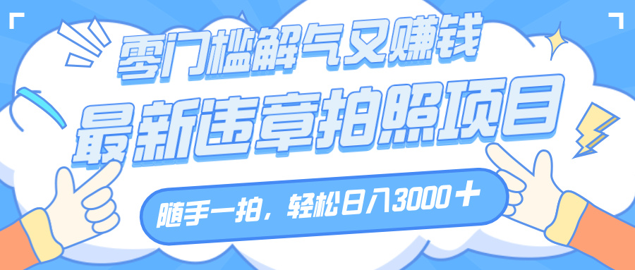 解气又赚钱的项目，随手一拍，轻松收入3000+，最新违章拍照赚钱-云峥科技网