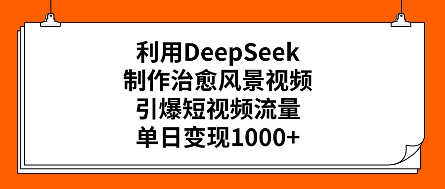 利用DeepSeek，制作治愈风景视频，引爆短视频流量，单日变现1000+-云峥科技网