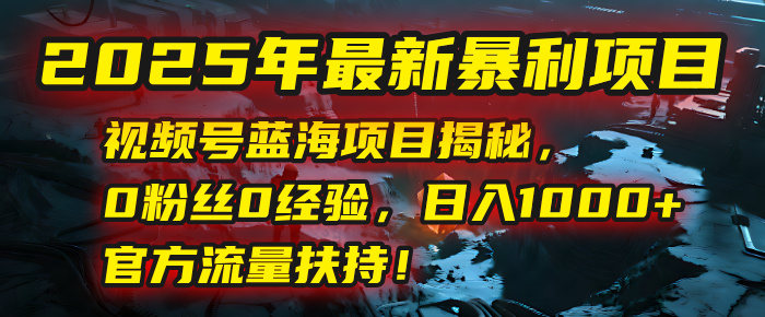 2025年最新暴利项目：视频号蓝海项目揭秘，0粉丝0经验，日入1000+，官方流量扶持！-云峥科技网