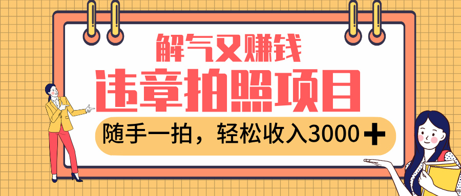 最新违章拍照赚钱，解气又赚钱的项目，随手一拍，轻松收入3000+-云峥科技网