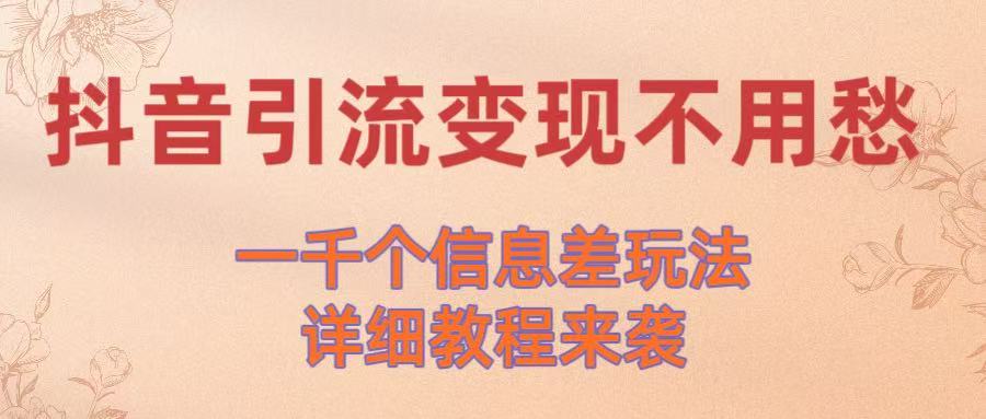抖音引流变现不用愁！一千个信息差玩法详细教程来袭-云峥科技网