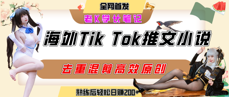 海外tiktok小说推文暴力项目，高停留率，高转化率，上手后一天搞顿饭钱不是问题-云峥科技网