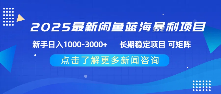 2025最新闲鱼蓝海暴利项目 ，新手日入1000-3000+ 长期稳定项目 可矩阵-云峥科技网