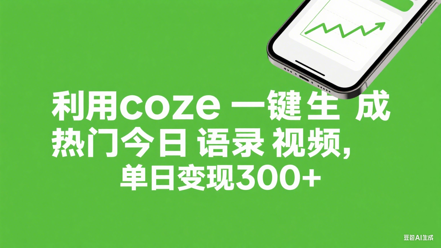利用coze一键生成热门今日语录视频，单日变现300+-云峥科技网