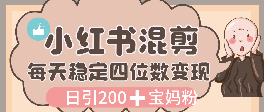 价值 3980 的小红书混剪， 虚拟变现，日引 200+宝妈创业粉，每天稳定四位数变现-云峥科技网