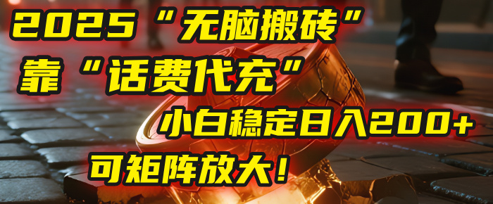 无脑搬砖项目：靠“话费代充”，小白稳定日入200+，可矩阵放大！-云峥科技网