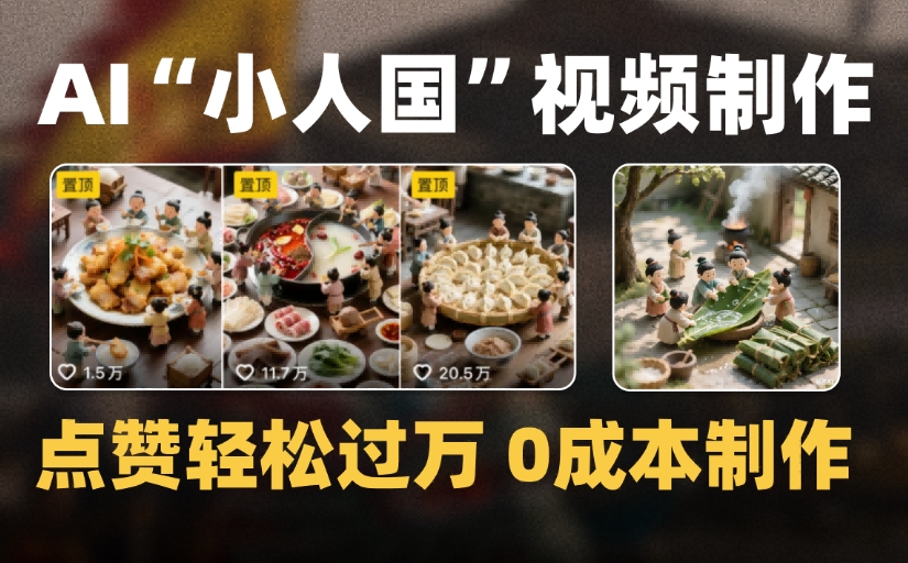 爆款1000W+微缩景观迷你小人国AI视频，0成本制作全流程教学-云峥科技网