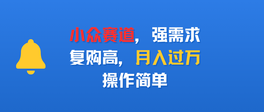 小众赛道，强需求，复购高，月入过万，操作简单-云峥科技网