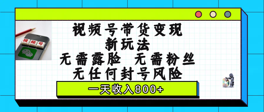视频号带货变现新玩法，无需露脸，无需粉丝，无任何封号风险，一天收入800+-云峥科技网