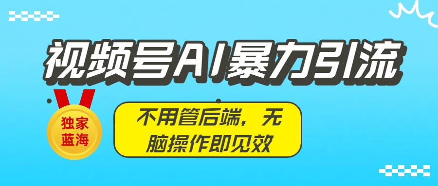 独家蓝海！视频号AI暴力引流：不用管后端，无脑操作即见效-云峥科技网