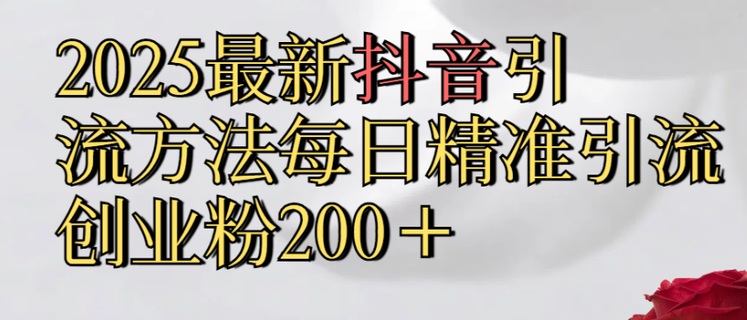 2025最新抖音引流,方法每日精准引流创业粉300＋-云峥科技网