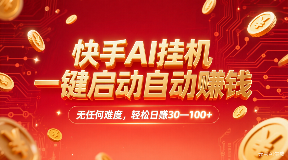 快手AI，一键启动自动赚钱 无任何难度，轻松一天30—100+-云峥科技网