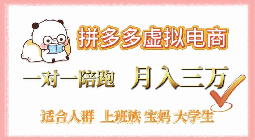 拼多多虚拟电商，0囤货，轻资产，无需发货，一对一陪跑，月入3万-云峥科技网