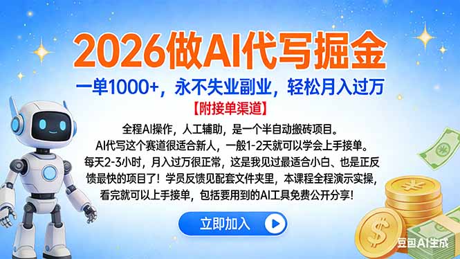 2026做AI代写掘金，一单1000+，永不失业副业，轻松月入过万-云峥科技网