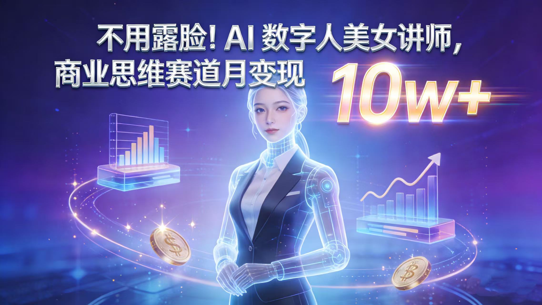 不用露脸！AI 数字人美女讲师，商业思维赛道月变现 10w+-云峥科技网