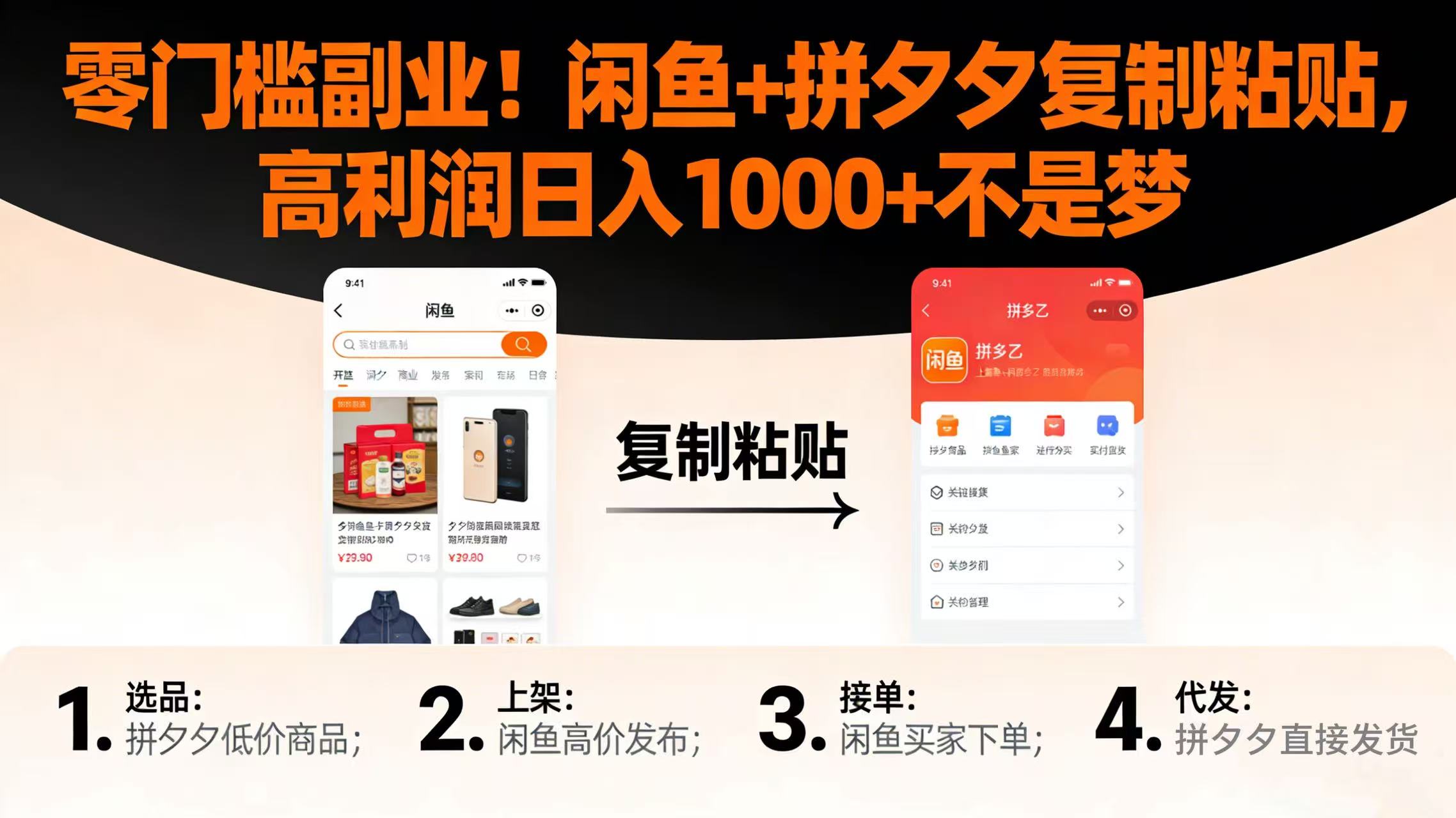 零门槛副业！闲鱼 + 拼夕夕复制粘贴，高利润日入 1000 + 不是梦-云峥科技网