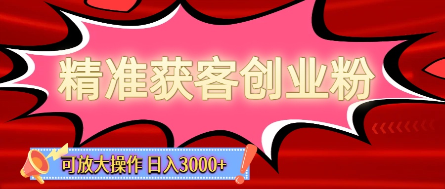 精准获客创业粉轻松变现，操作简单可放大，单日轻松3000+-云峥科技网