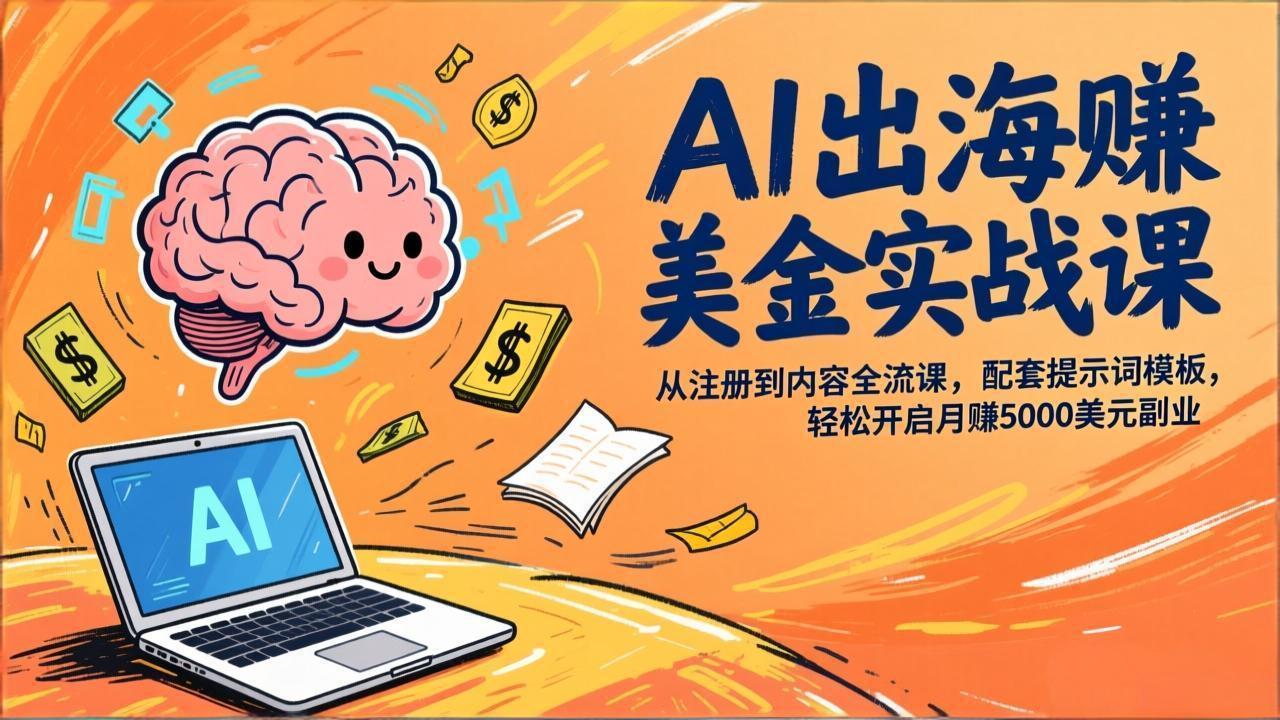 AI出海赚美金实战课，从注册到内容全流程，配套提示词模板，轻松开启月赚5000美元副业-云峥科技网