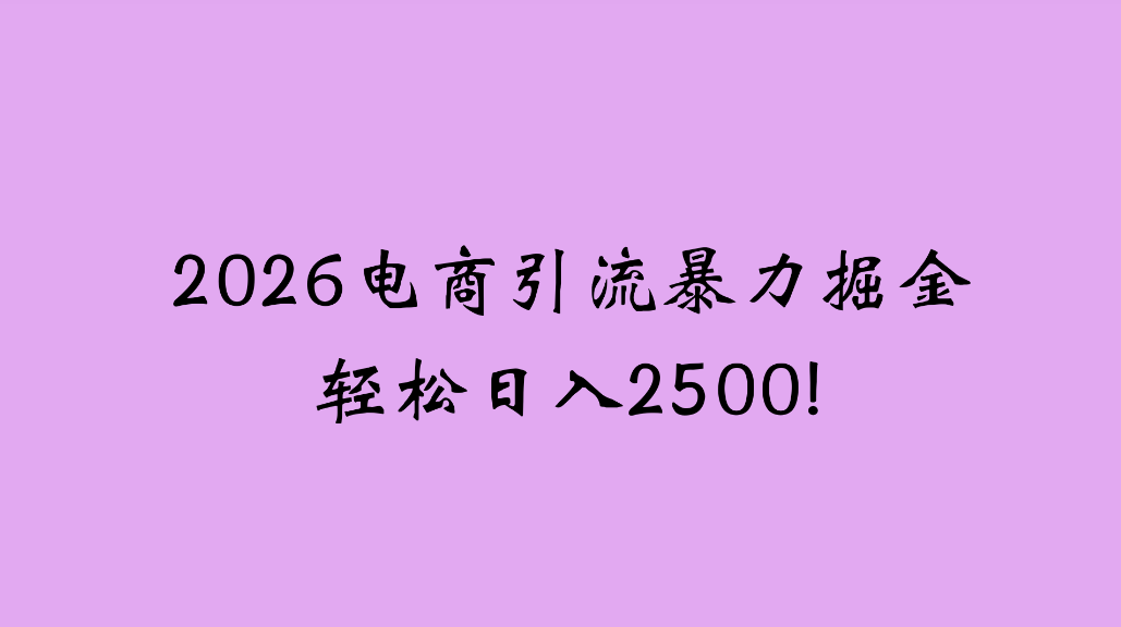 2026电商引流新玩法，日引200，日可入2500+-云峥科技网